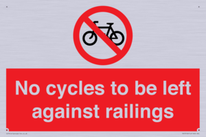 No cycles to be left against railings